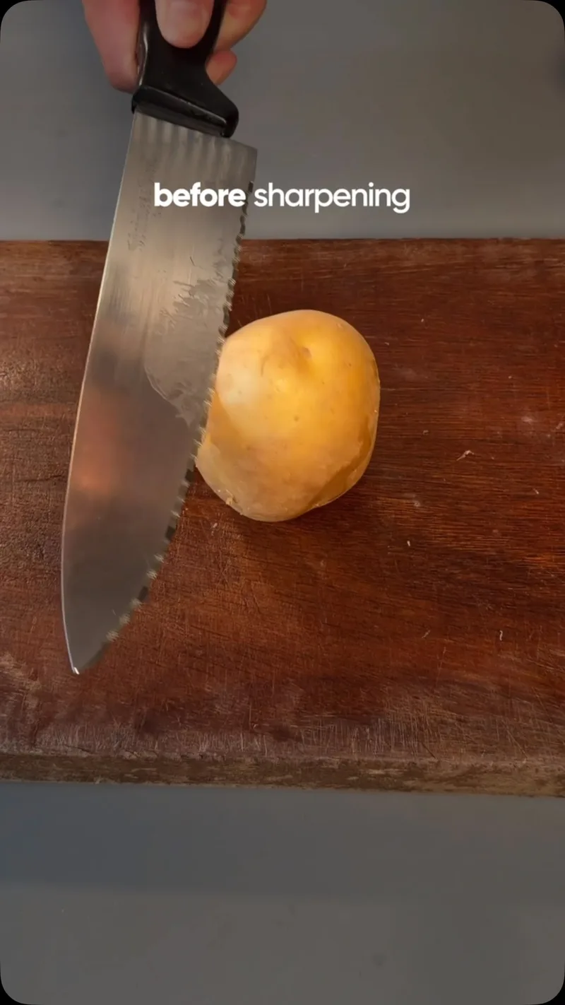 Blunt vs sharp knife: potato edition